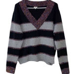 True Craft  Stripe Purple and Gray V-neck Sweater(Size Medium) Photo 0