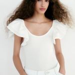 ZARA White Ruffle Bodysuit Photo 0