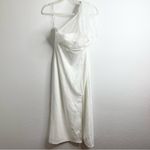 Lulus  Elegant Indication Ivory Mesh Pearl One-Shoulder Midi Dress Medium Photo 3