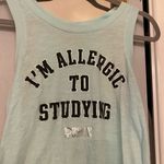 PINK - Victoria's Secret Victorias Secret “I’m allergic to studying” blue tank Photo 1