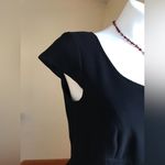 Tahari Black Belted SS Midi Dress With Split In Back Pleat Sz. 6 Photo 5