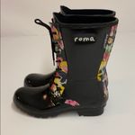 Roma Epaga' Floral Rain Boot size 8 Black Photo 5
