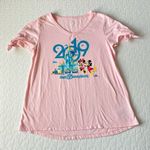 Disney Walt  World Parks 2019 Pink Castle Mickey Minnie Tie Sleeve Shirt Top S Photo 4