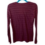 Fossil  V Neck Burgundy Long Sleeve Striped Tee Shirt Photo 1