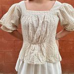 Urban Outfitters  Beige Gingham Seersucker Top Photo 0