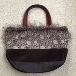 Brown Fabric Purse w/ Tortoise Handles Photo 0