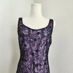 Vintage 90s Laurence Kazar Purple Black Beaded Sheath Dress Sleeveless Mini S Photo 1
