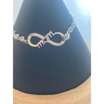 Silver Tone "Mom" Silver Adjustable Slide Bracelet Infinity Clear Rhinestones Photo 0