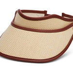 Brand New Rag and Bone Women's Natural Lamb Leather Linen Isla Wide Brim Visor Tan Photo 0