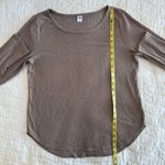 Old Navy Classic  Brown Oversized Ribbed Top M Long Sleeve Scoop Neck Soft Cozy Photo 8
