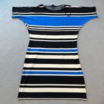 R&K Midi Dress Plus Size 1X Womens Striped Blue Black Boat Neck Dolman Sleeve Photo 0
