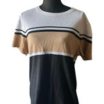 Tahari Color Block T-Shirt – Black, Tan & White Women’s Top Photo 0