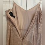 Adrianna Papell light pink beaded bridesmaid gown maxi size 6 thin strap v neck Photo 8