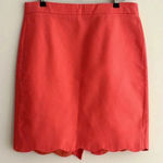 J.Crew J. By  Coral/Salmon Solid Pencil Skirt with Scalloped Hem, Size 4 Photo 0