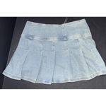 BDG Urban Outfitter Denim Pleated School Girl Jean Mini Skirt 3 Button Front M Photo 1