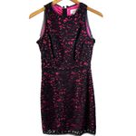Milly  Black and Fuchsia Pink Lace Overlay Sheath Dress Size 6 Cocktail Party Photo 1