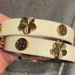 Tory Burch Double Banded Layer Wrap Leather Logo Stud Bracelet Gold Grommet Rivet Hardware Photo 0