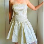 90s Cream Prom Dress Strapless Brocade Size M Fairy tale Coquette Ballerina Gold Size M Photo 0