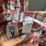 Van Linnen Women's M 100% cotton Plaid Long Sleeve Button Photo 3