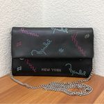 Henri Bendel Rare  Girls Nightout Embellished Bling Black Leather Chain Wallet Photo 2