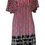 London Times Y2K Babydoll Dress Sz 6 Festival Indie Boho Geometric Retro Bold Photo 0