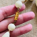 Vintage Resin ivory color bread with gold plated necklace and earrings set Photo 2