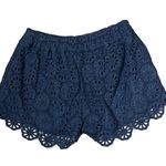 THML Crochet Lace Floral Shorts Pull On Navy Blue 100% Cotton Women Size Medium Photo 8