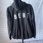 Bebe  Women's Black Hooded Outdoor Mid Length Classic Wind Breaker Jacket Photo 3