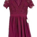 Lulus NWT Angel in Disguise Burgundy Lace Skater Dress Size Small S NEW T2140 Photo 0