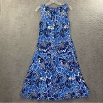 Lands' End Sleeveless Stretch Floral Midi Dress Blue Beach Travel Women's XS Photo 2