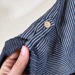 Nina Kendosa Blue Striped Linen Short Sleeve Button Down Shirt L Beachy Vacation Size L Photo 10