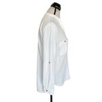 ZARA Womens Button Down Shirt Blouse Sz Medium White Minimalist Minimal Preppy Photo 2