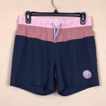 Roxy Women's Color Block Navy Blue Pink Drawstring Swim Beach Board Shorts Photo 0