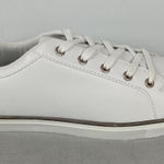 Evans Womens Lace Up Sneaker White Metal Strip Size 11 Clean Girl Preppy Casual Photo 0