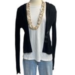 SO  Black Cropped Sheer Ribbed Hoodie Cardigan Juniors Large Y2K 90s Button Front Photo 9