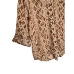 Adrianna Papell Top Womens L Snake Skin Faux Wrap Roll Tab Sleeve High Low Tan Photo 1