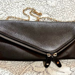 Urban Expression  Stella Fold Over Black Vegan Leather Clutch Gold Chain Strap Photo 0