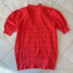 Loft Ann Taylor Short Sleeve Petite Pointelle Tie Neck Knit Sweater Blouse Small Photo 5