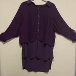 Lane Bryant Purple Semi Sheer Lined Button Up Blouse | Shirt | Top Photo 3