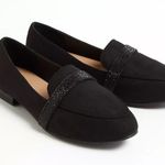 Torrid  Rhinestone Embellished Band Loafer Black Flat Dress Shoes Size 6.5 Photo 0