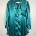 Victoria's Secret Vtg Gold Label Green Satin Button Down Sleep Shirt S Designer Photo 0