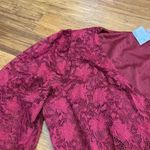 Maurice's  Top Womens 1X Burgundy Lace Peplum Blouse Long‎ Sleeve V-Neck Romantic Photo 1