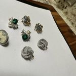 Head Lot Of 4 Clip-on Clip On Earrings - Pretty Variety - Cameo, Rhinestone,  Etc Photo 5