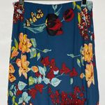 Band of Gypsies New BOG Collective Floral Ruffle Midi Slip Skirt Pisa Teal Garnet Size Medium Photo 4