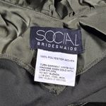 Social Bridesmaids Olive Green Satin Ruffle Flutter Sleeve Maxi Dress XS 8219‎ Photo 4