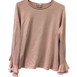 Como vintage  French Terry Mauve Long Sleeve Ruffled Sleeve Crew Neck Top Large Photo 5