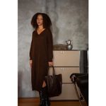 The Frankie Shop  Designer Wool Cashmere Midi Sweater Dress M/L Brown Cozy Lagenlook Photo 1