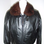 Vintage Black Leather/Fur Reversible Bomber Jacket Photo 0