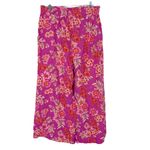 Loft  Floral Flowy Wide Leg Linen Pants Pull On Size Large L EUC Photo 9
