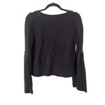 Free People  Damsel Flare Sleeve Ribbed‎ Knit Sweater Black Small Photo 3